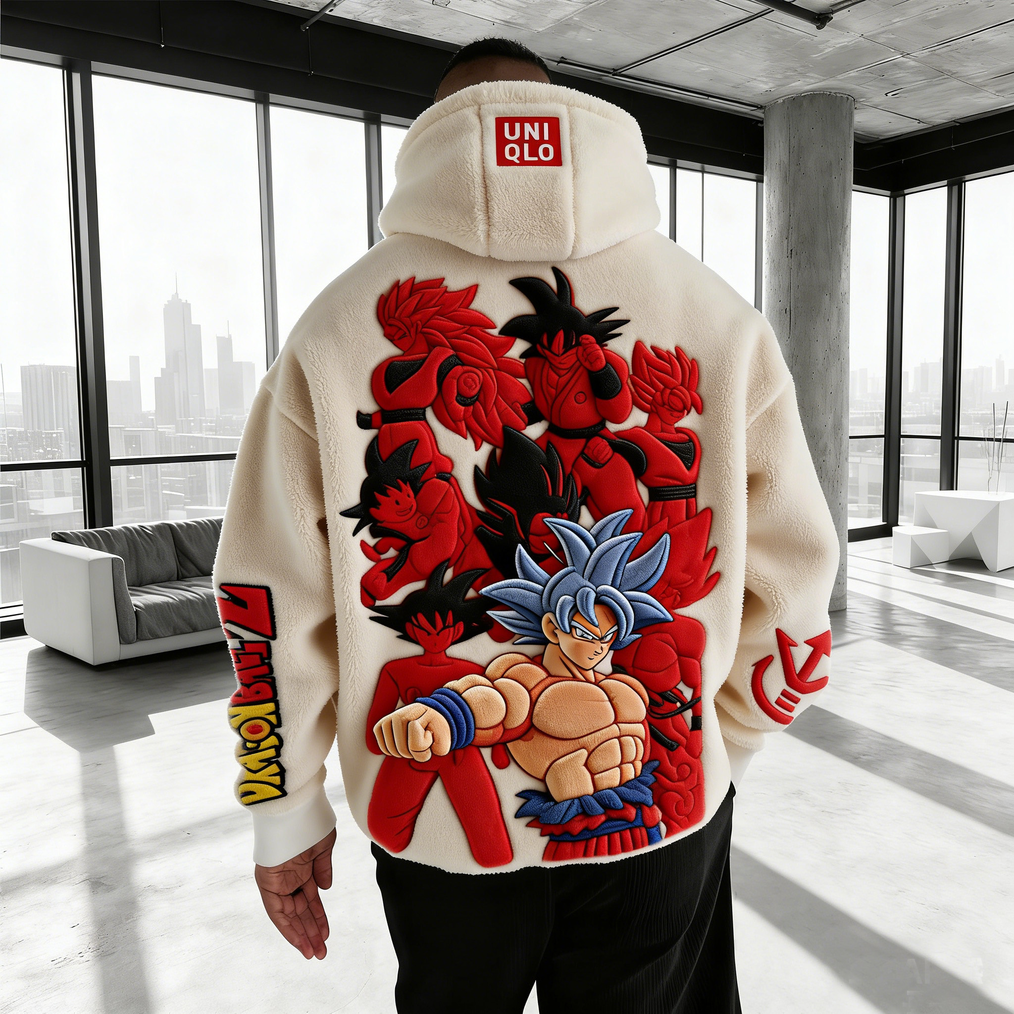 Dragon Ball Color Blocked Collaboration Plush Hoodie