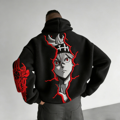 Black Clover Color-blocked Plush Hoodie