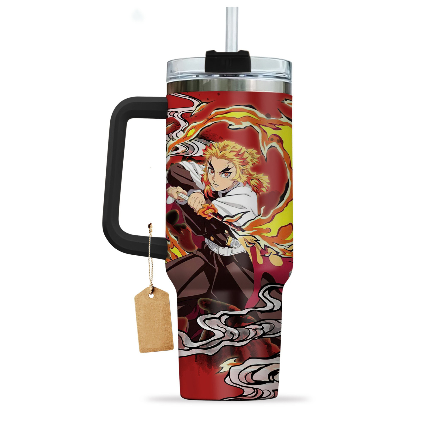 Demon Slayer Kyojuro Rengoku 30oz or 40oz Stainless Steel Tumbler With Handle HG