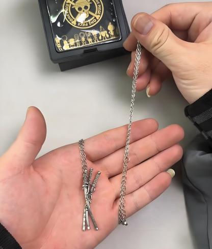 [Copy]One Piece Portgas D. Ace Necklace - Fire Fist Ace Wanted Poster & Cowboy Hat Double Pendant - Anime Cosplay Jewelry for Men