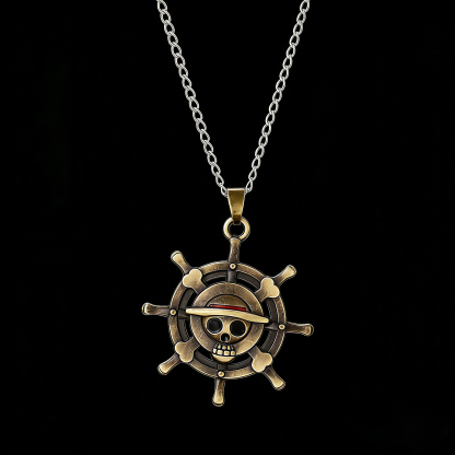 [Copy]One Piece Portgas D. Ace Necklace - Fire Fist Ace Wanted Poster & Cowboy Hat Double Pendant - Anime Cosplay Jewelry for Men