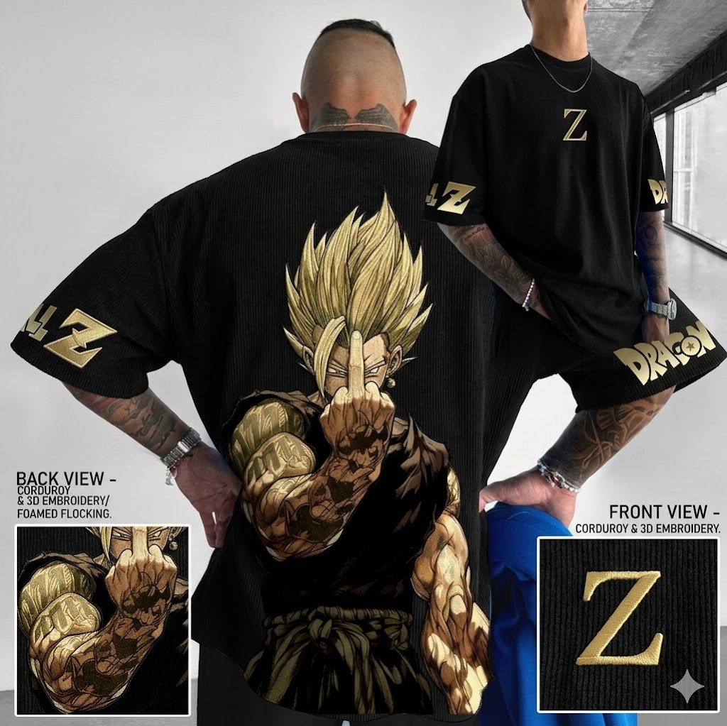 Playera Oversized Dragon Ball Broli Anime Vintage Corduroy T-Shirt