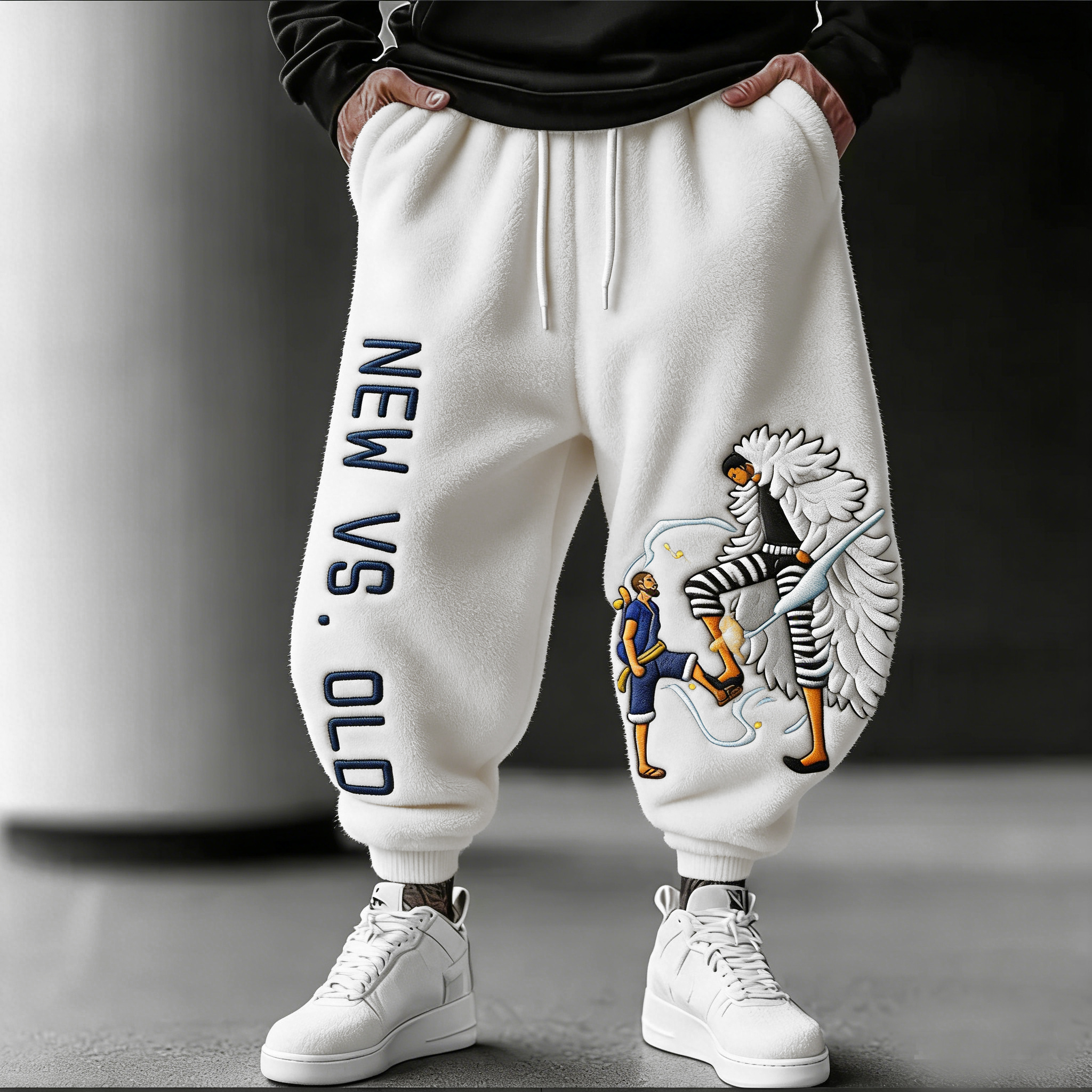 ONE PIECE Don Quixote Doflamingo Color-blocked Plush Hoodie