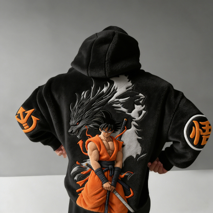 [Copy]Dragon Ball Color Blocked Plush Hoodie