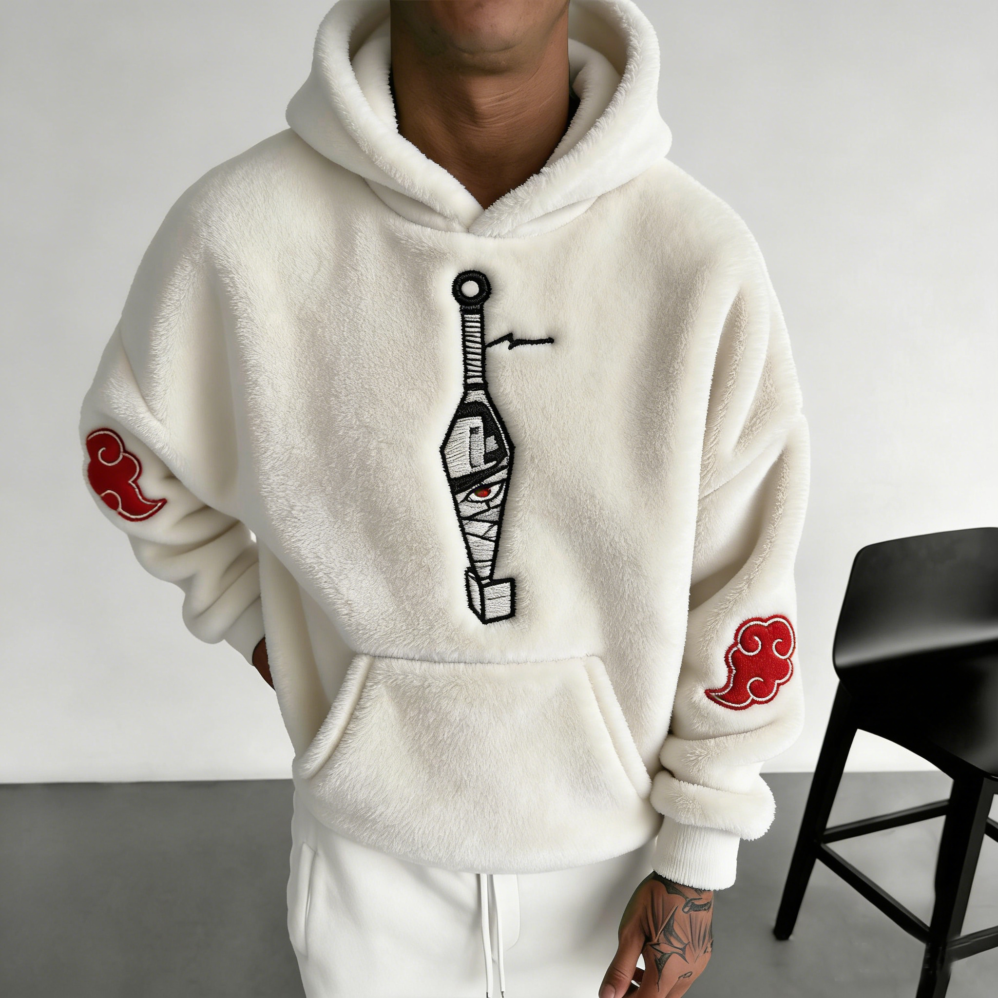 Unisex Naruto Color-blocked Plush Hoodie