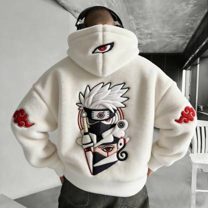 Unisex Naruto Color-blocked Plush Hoodie