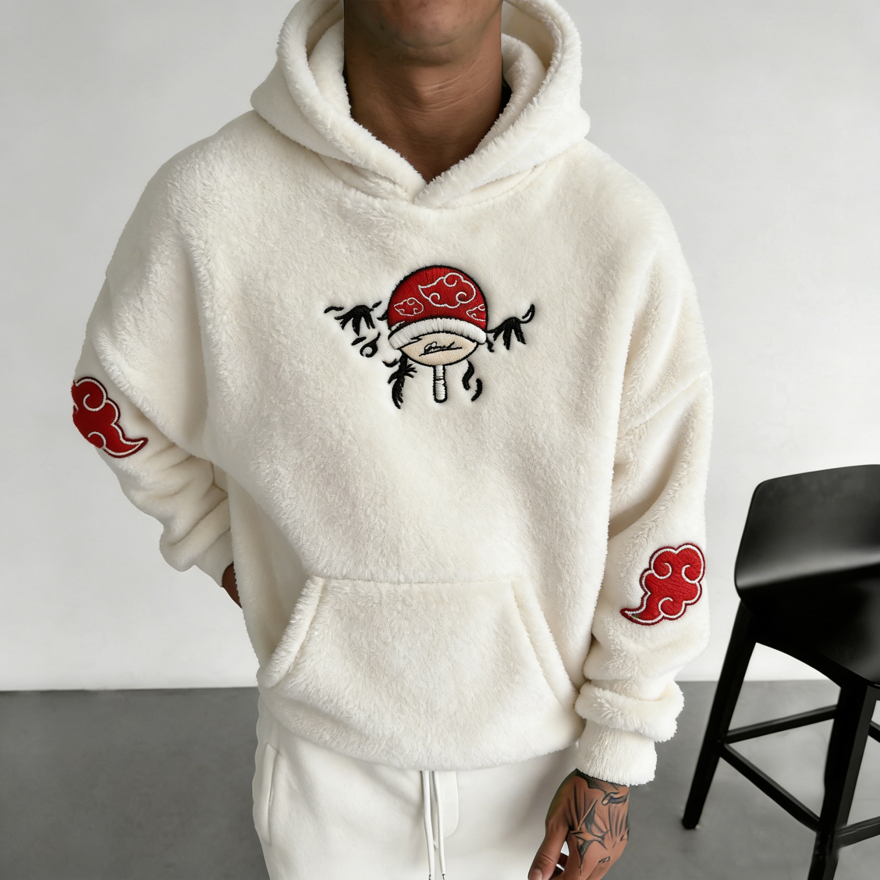 Unisex Naruto Color-blocked Plush Hoodie