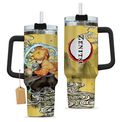 Demon Slayer Zenitsu Agatsuma Yaiba 30oz or 40oz Stainless Steel Tumbler With Handle HG