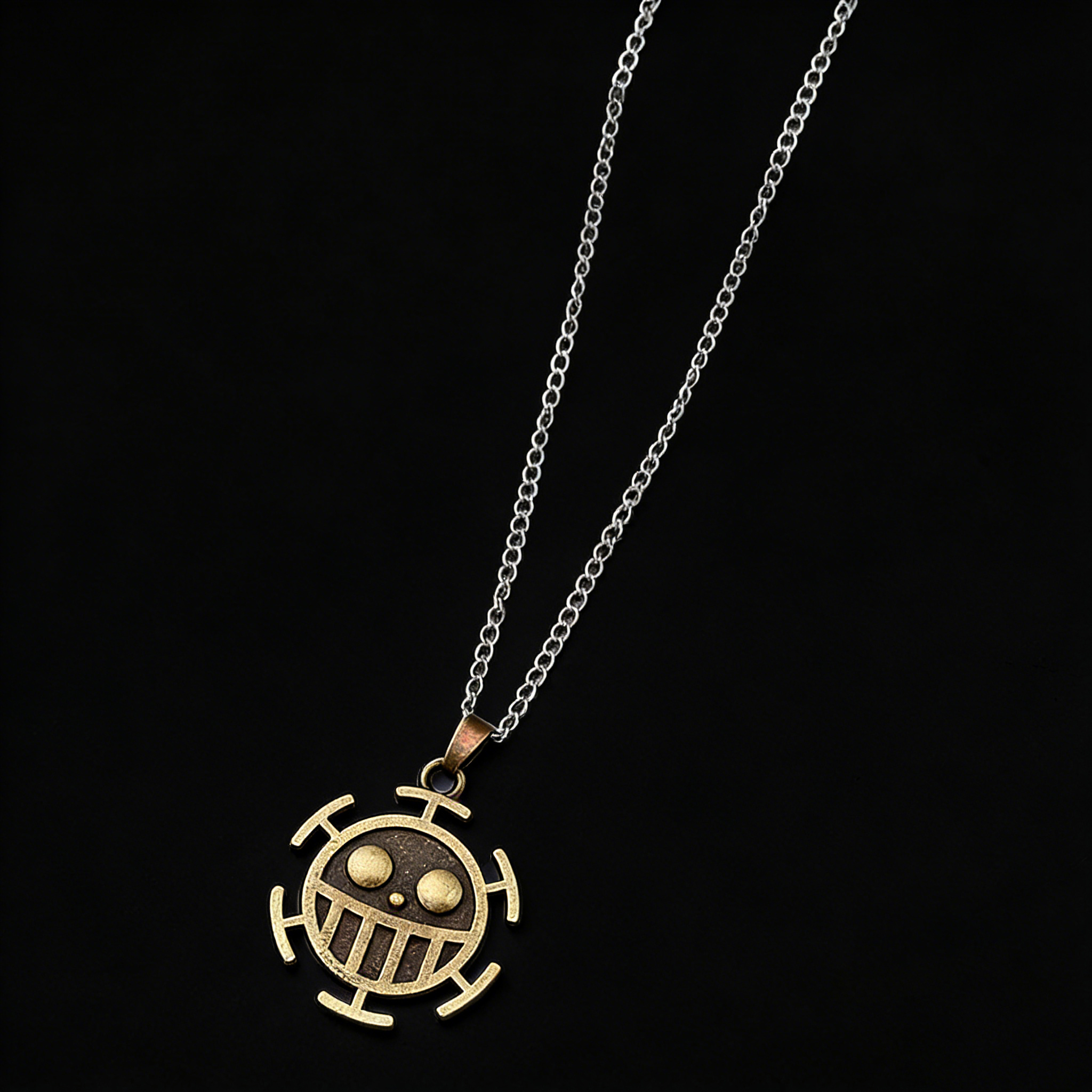 [Copy]One Piece Portgas D. Ace Necklace - Fire Fist Ace Wanted Poster & Cowboy Hat Double Pendant - Anime Cosplay Jewelry for Men