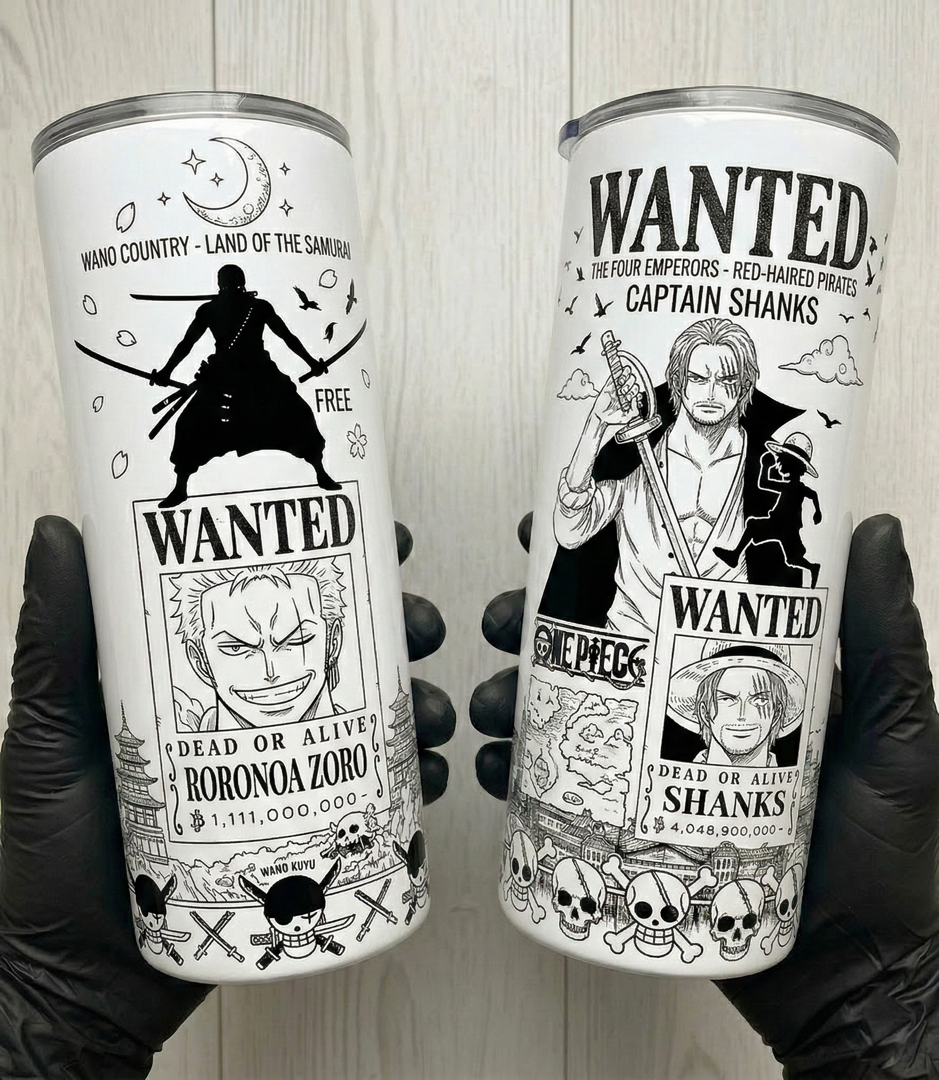 One Piece Anime Wanted Poster Design Vacuum Insulated Tumblers