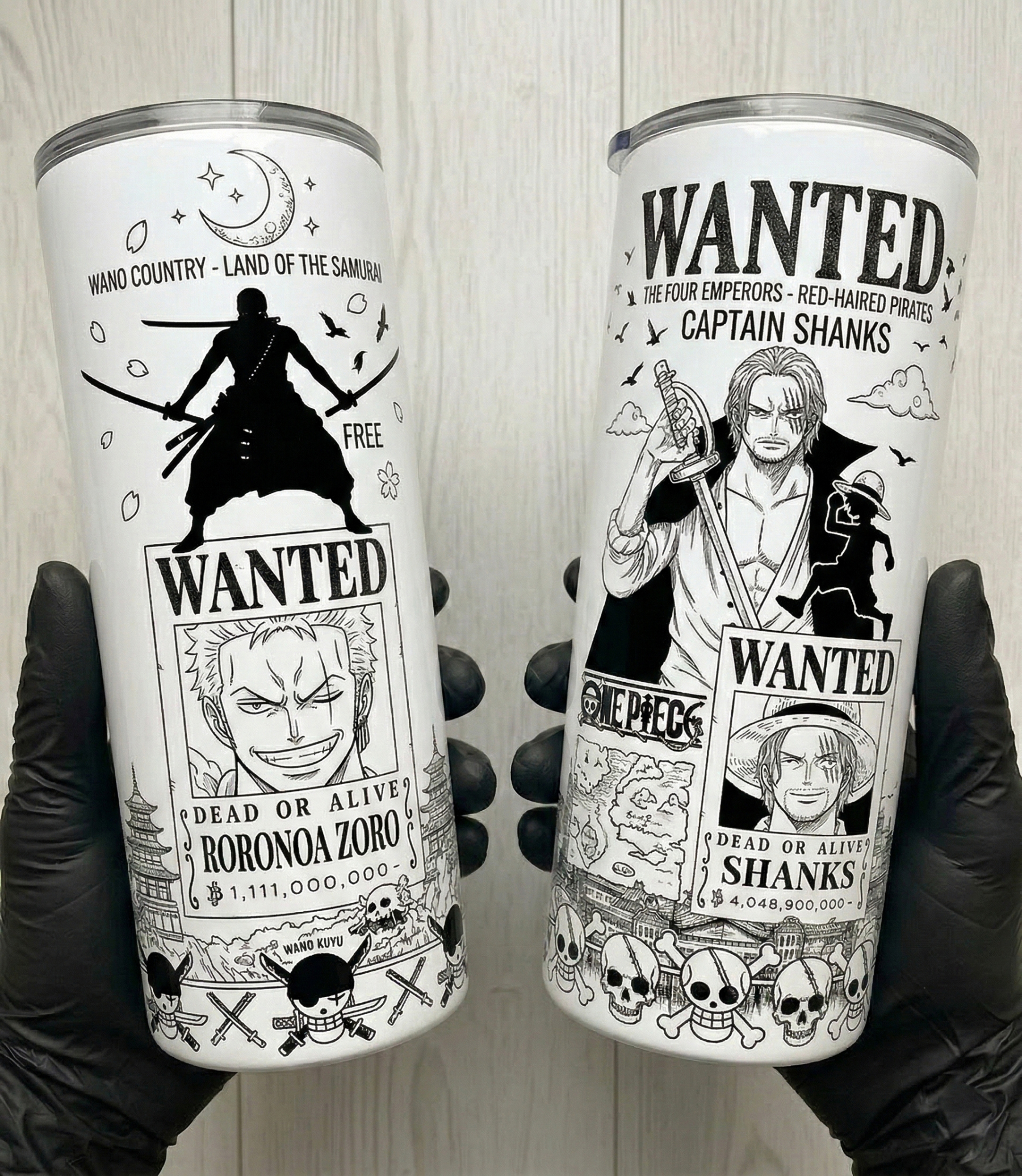 One Piece Anime Wanted Poster Design Vacuum Insulated Tumblers