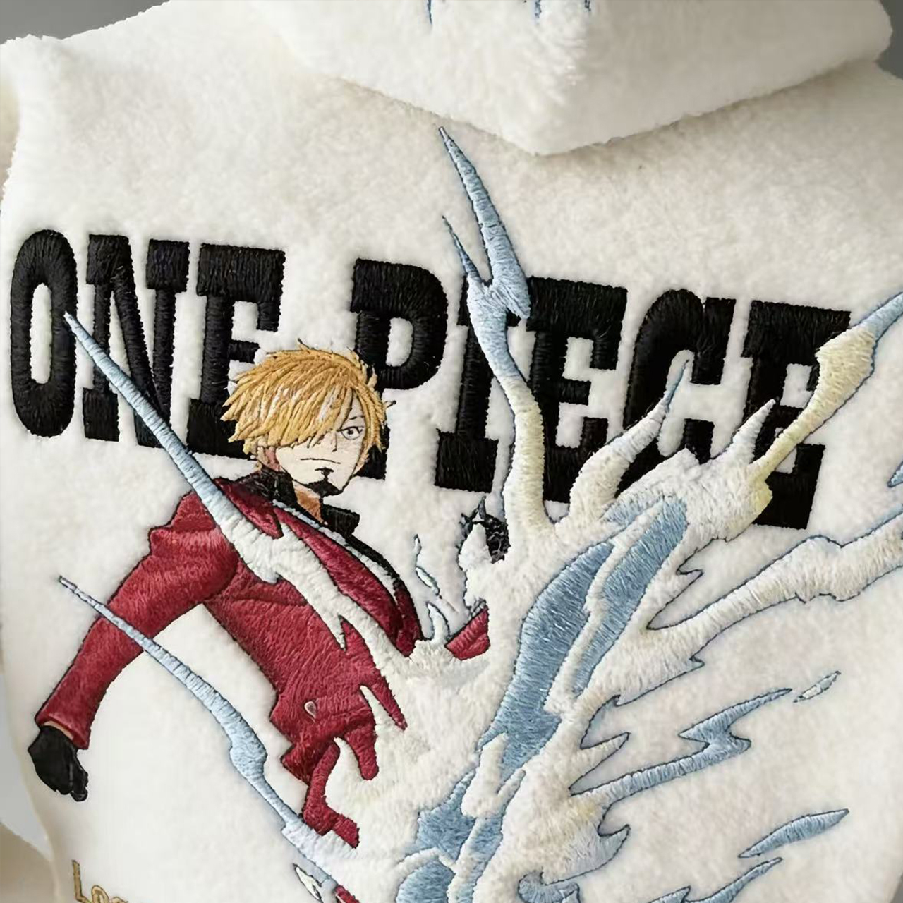 Unisex ONE PIECE Sanji Queen Log Collection Embroidery Sherpa Hoodie