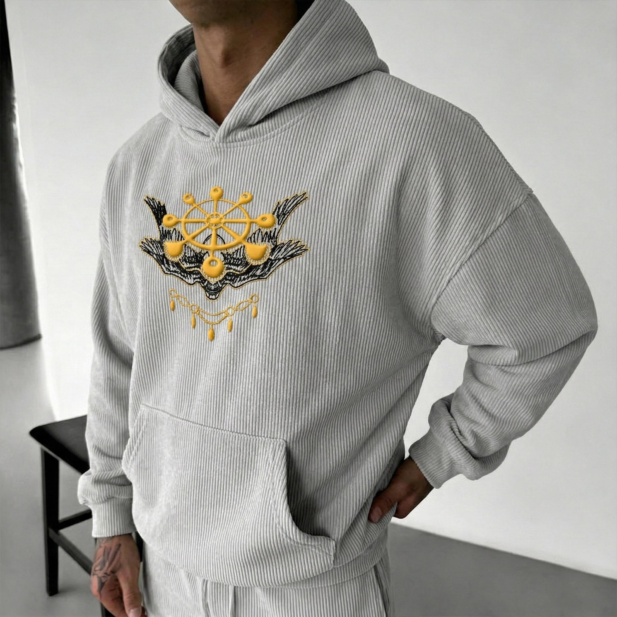 Jujutsu Kaisen :Mahoraga Foam Print Corduroy Hoodie