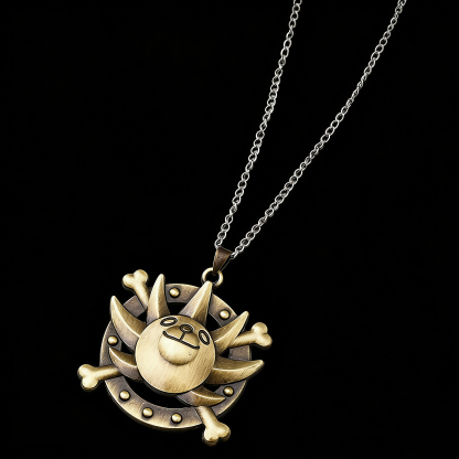 [Copy]One Piece Portgas D. Ace Necklace - Fire Fist Ace Wanted Poster & Cowboy Hat Double Pendant - Anime Cosplay Jewelry for Men