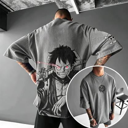 One Piece Anime Vintage Waffle Knit T-Shirt