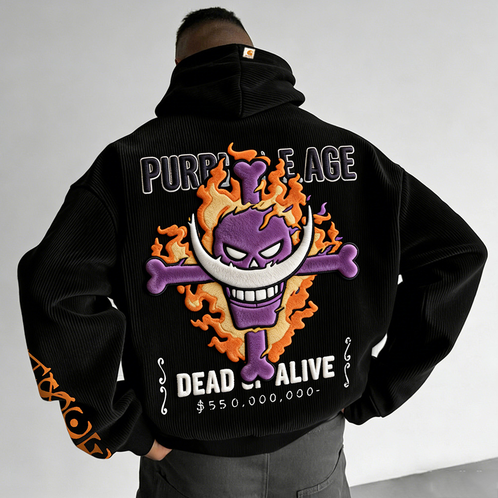 one piece Color Blocked corduroy Hoodie