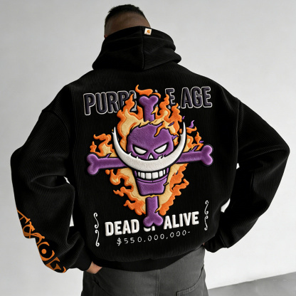 one piece Color Blocked corduroy Hoodie