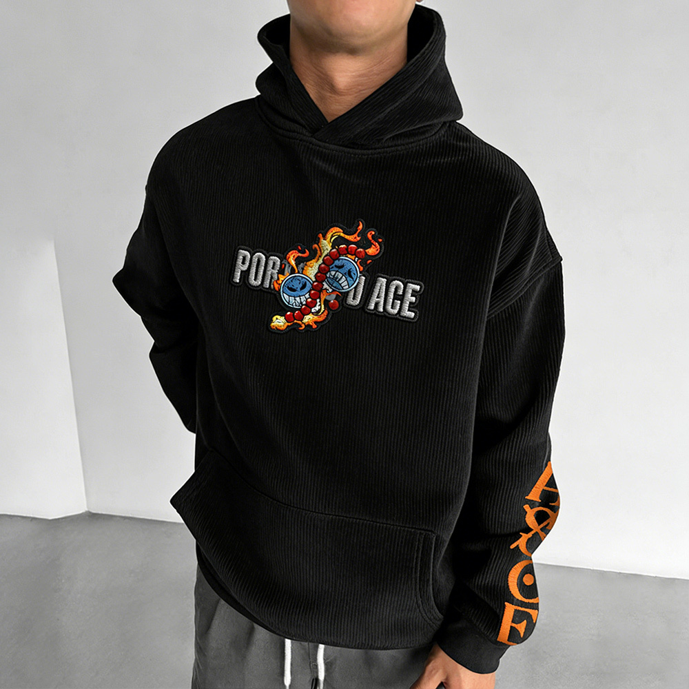one piece Color Blocked corduroy Hoodie