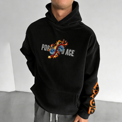 one piece Color Blocked corduroy Hoodie