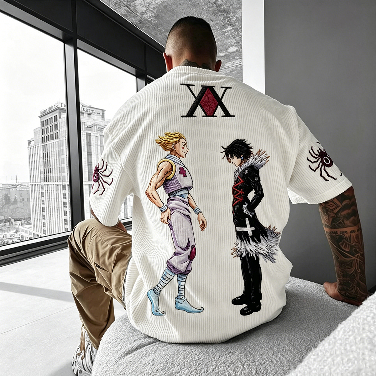 Hunter × Hunter Anime-Inspired Vintage Waffle Knit T-Shirt