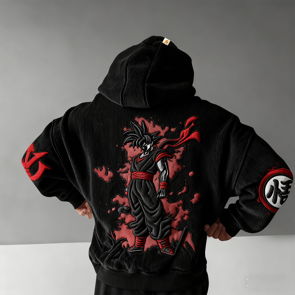 Dragon Ball Color Blocked corduroy Hoodie