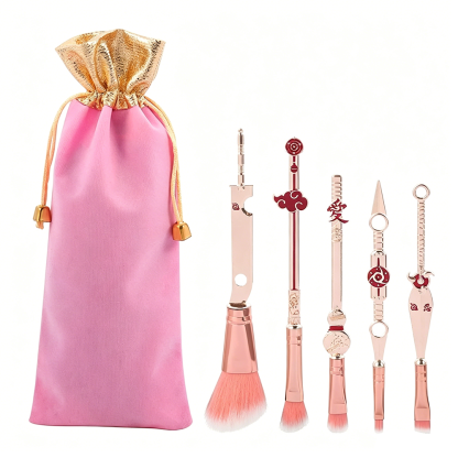 Naruto Gaara Anime Makeup Brush Set, Akatsuki Kunai Sharingan Cosmetic Brushes with Storage Bag