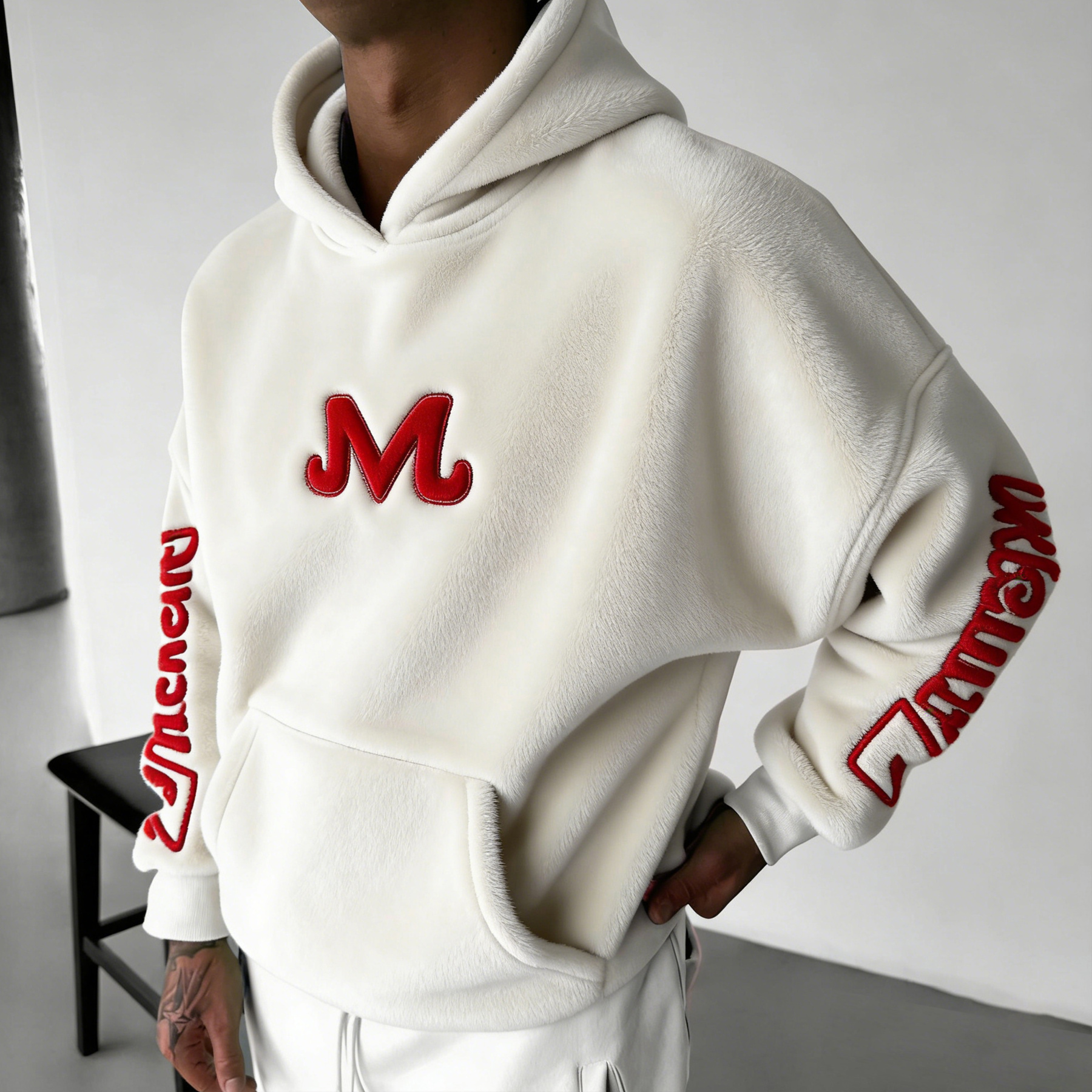 Super Saiyan：Tatted Saiyan Color-blocked Plush Hoodie