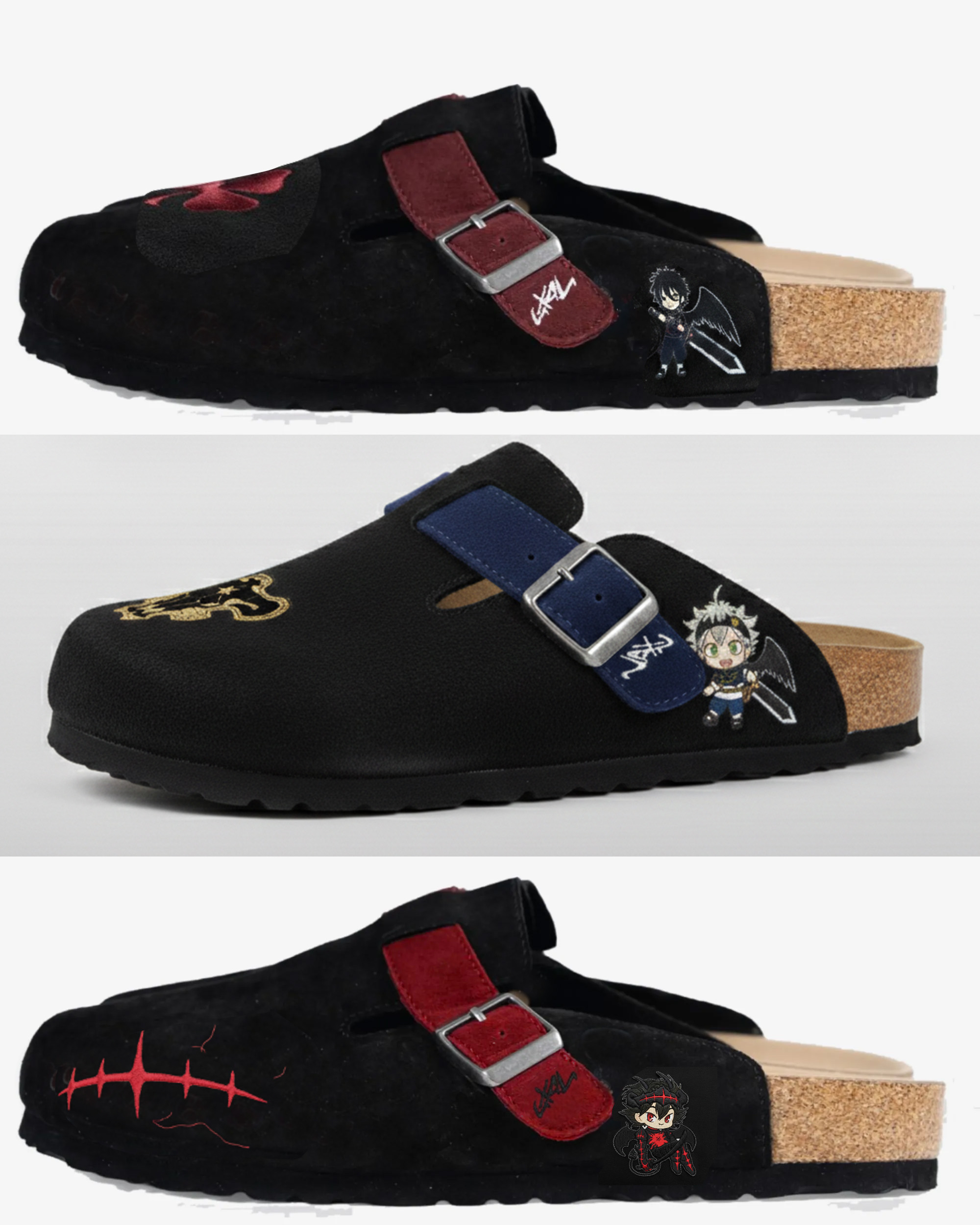 Black Clover Anime Unisex Boston Soft Footbed Suede Leather