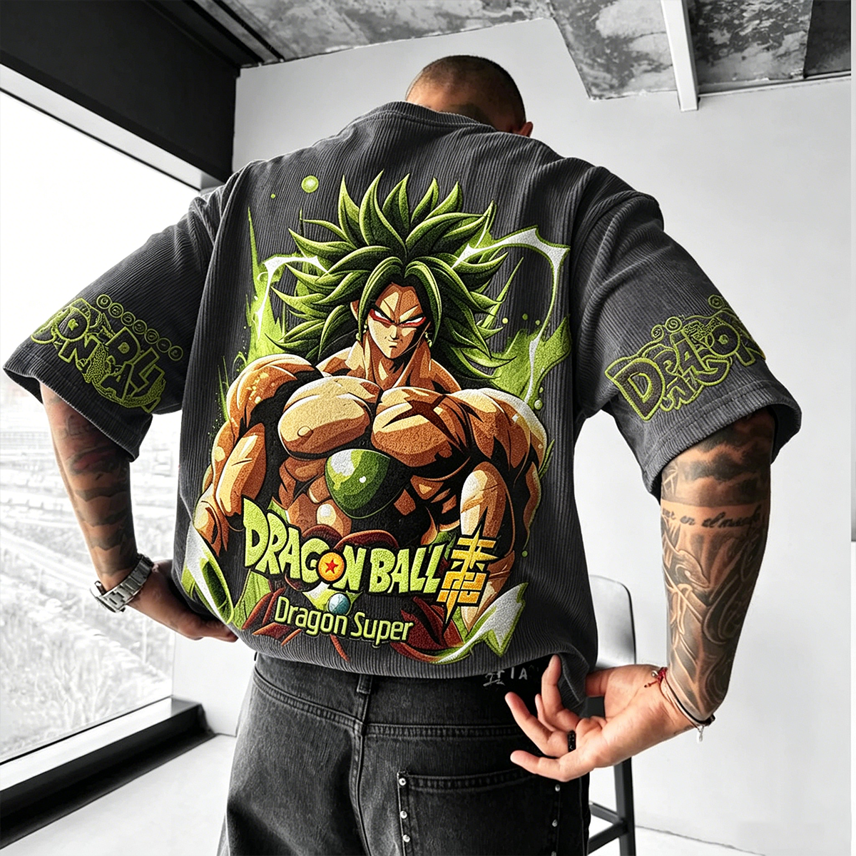 Dragon Ball Anime-Inspired Vintage Waffle Knit T-Shirt