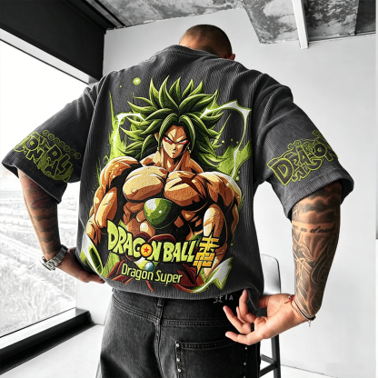Dragon Ball Anime-Inspired Vintage Waffle Knit T-Shirt