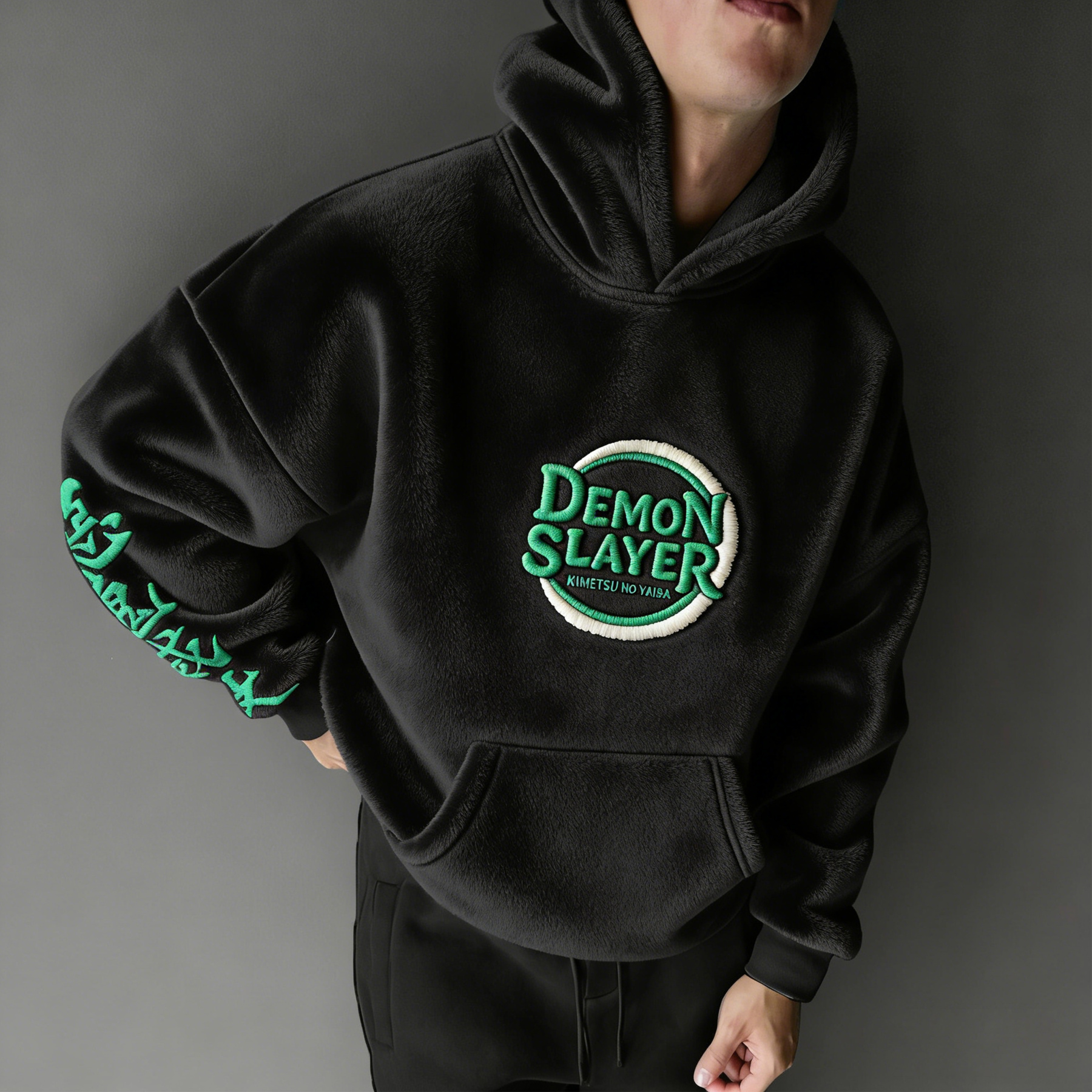 Demon Slayer: Kimetsu no Yaiba Color-blocked Plush Hoodie