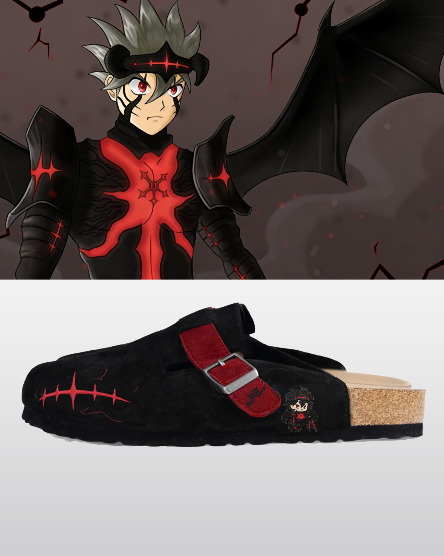 Black Clover Anime Unisex Boston Soft Footbed Suede Leather
