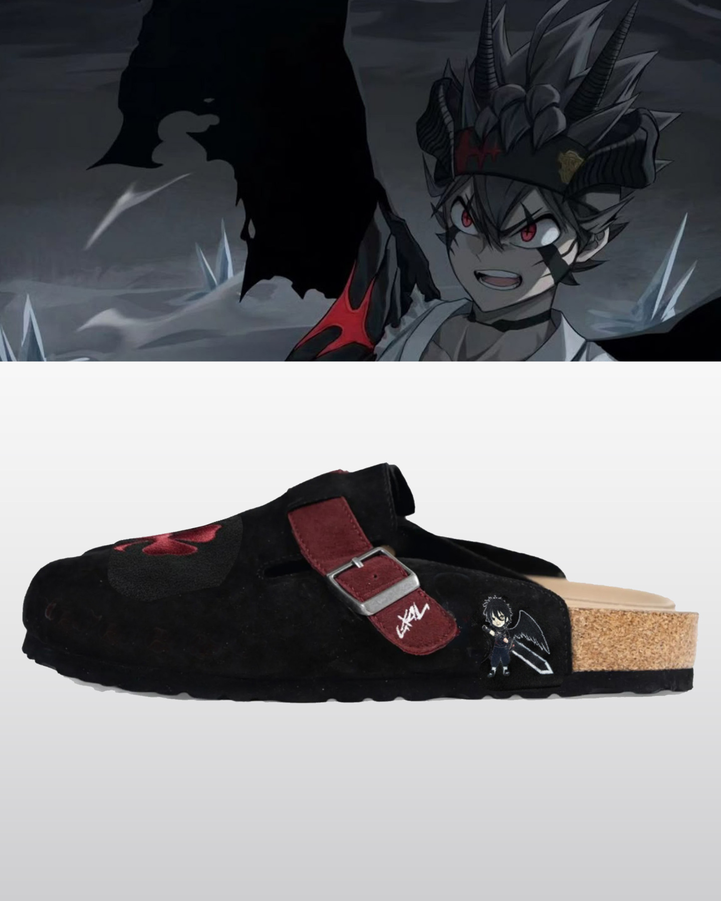 Black Clover Anime Unisex Boston Soft Footbed Suede Leather