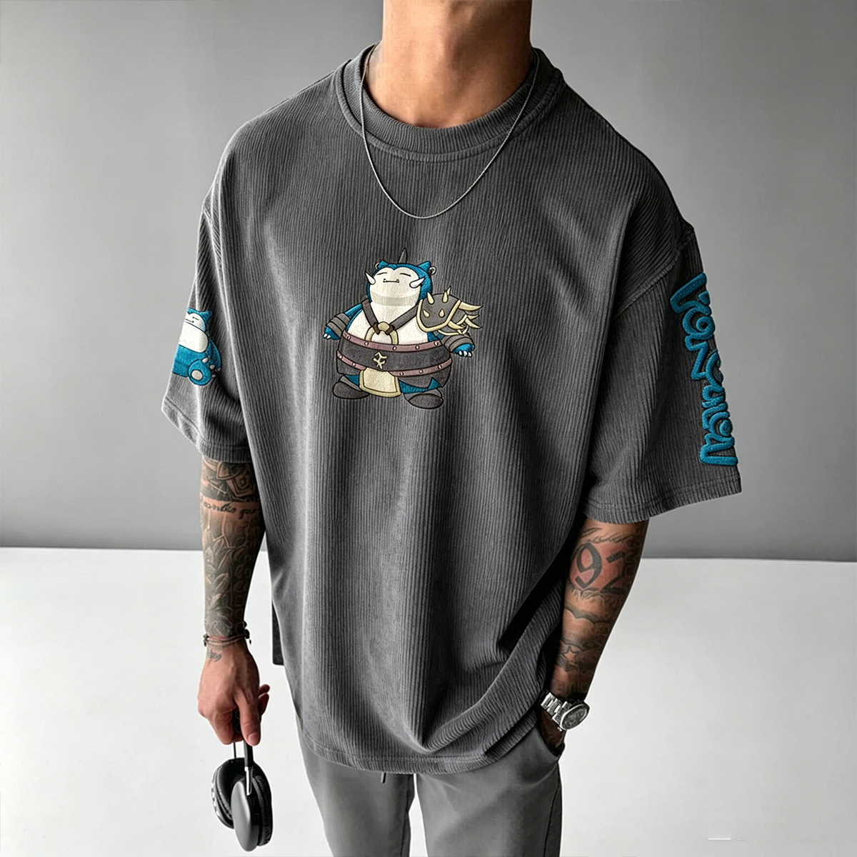 Pokémon Anime-Inspired Vintage Waffle Knit T-Shirt