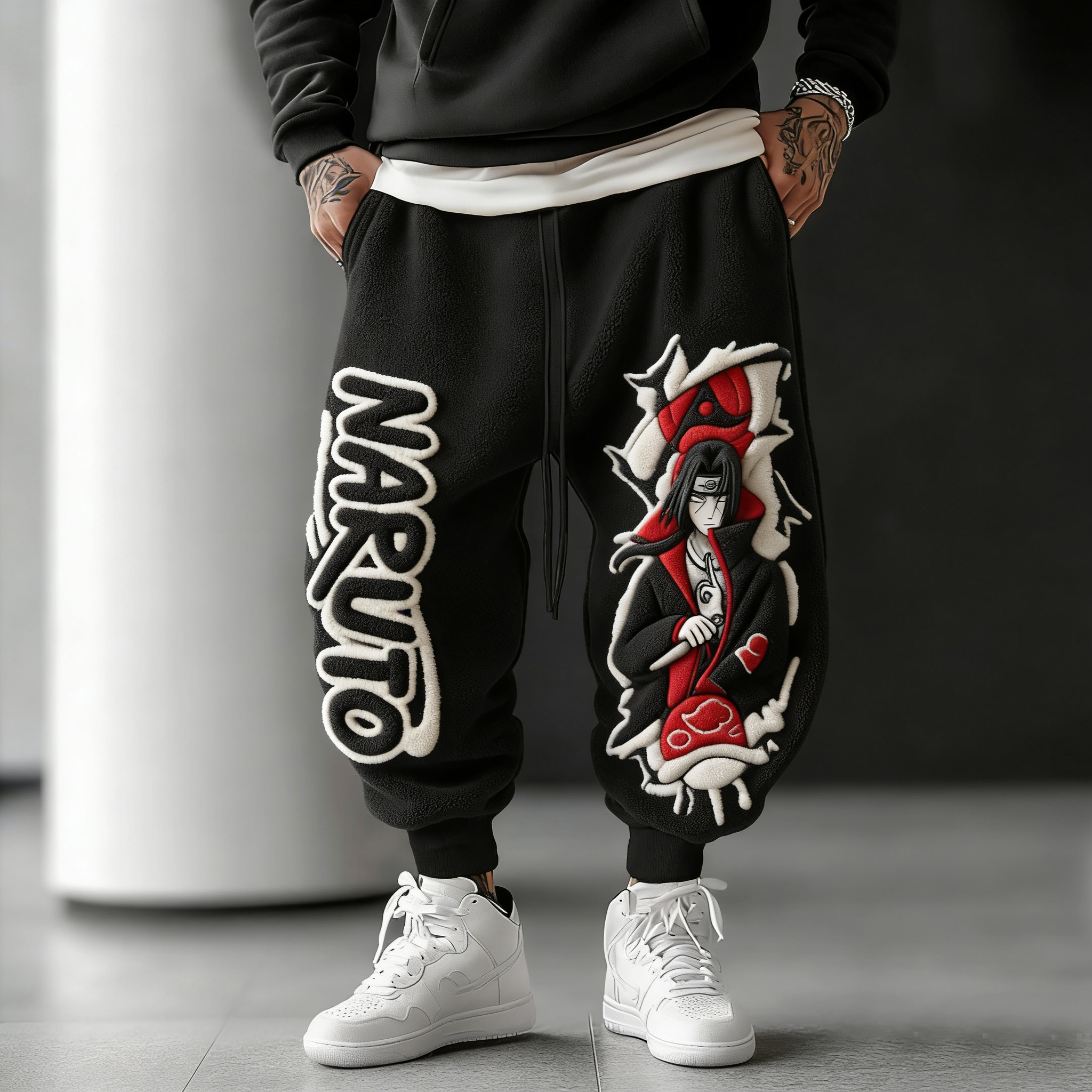 Naruto Itachi Uchiha Color-blocked Plush Hoodie