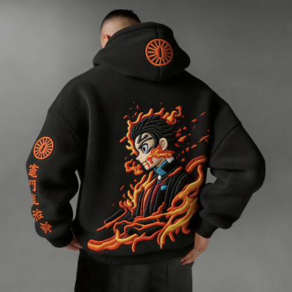 Demon Slayer Tanjiro Hinokami Kagura Plush Hoodie
