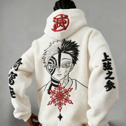 Men One Piece: Monkey D. Luffy Color-blocked Plush Hoodie