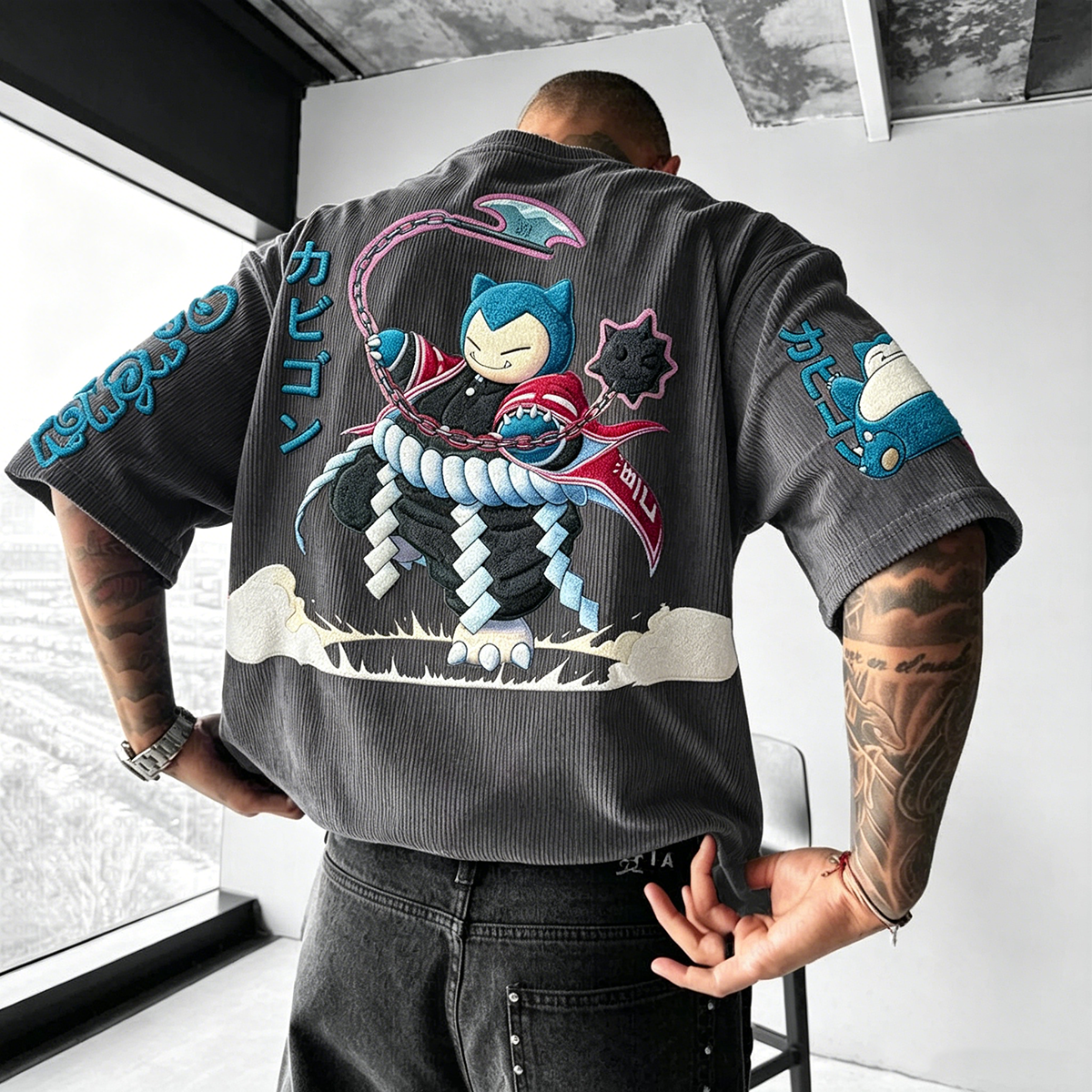 Pokémon Anime-Inspired Vintage Waffle Knit T-Shirt
