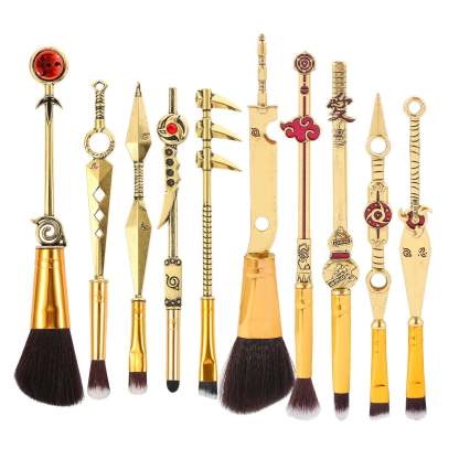 Naruto Gaara Anime Makeup Brush Set, Akatsuki Kunai Sharingan Cosmetic Brushes with Storage Bag