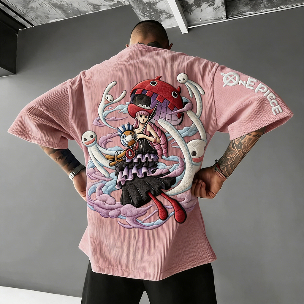 ONE PIECE  Unisex Anime Inspired Vintage Corduroy T-Shirt