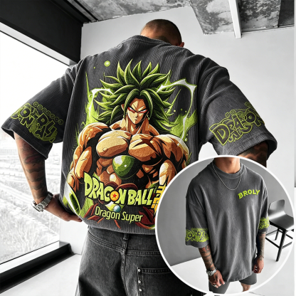 Dragon Ball Anime-Inspired Vintage Waffle Knit T-Shirt