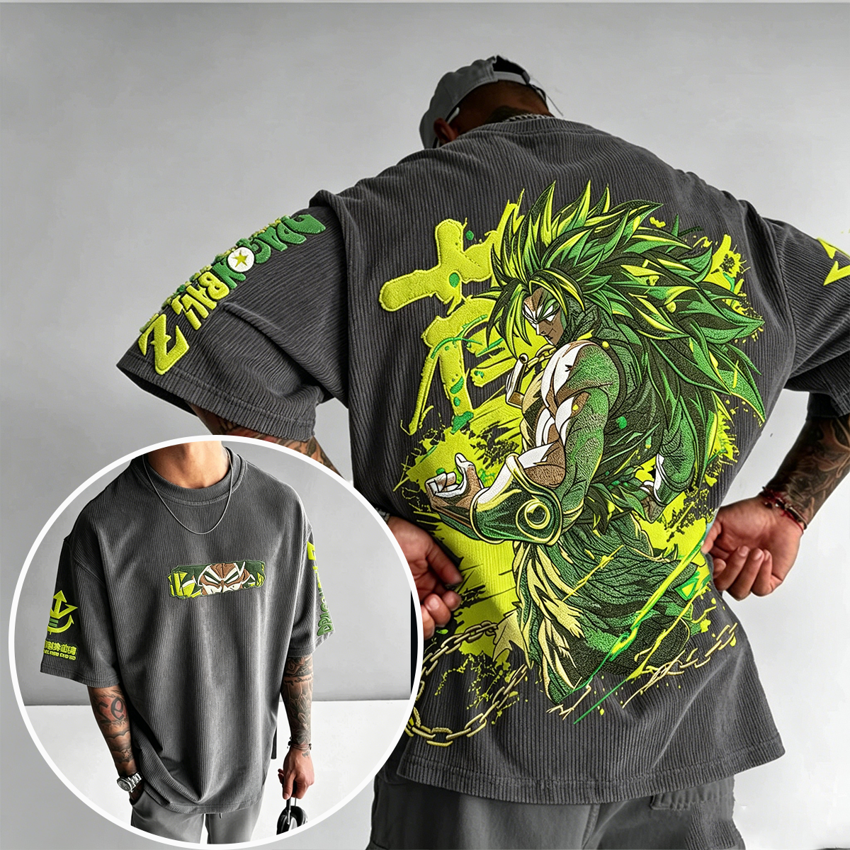 Dragon Ball Anime-Inspired Vintage Waffle Knit T-Shirt