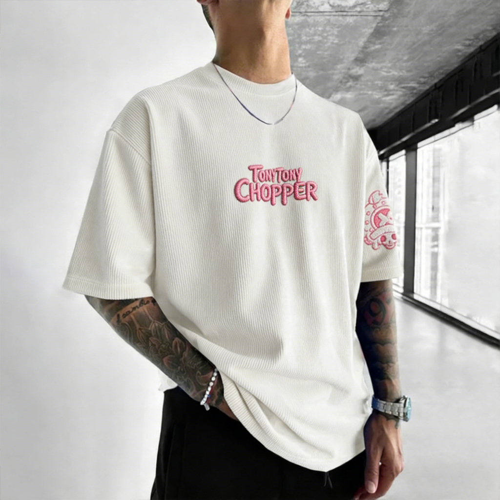 ONE PIECE Unisex Anime Inspired Vintage Corduroy T-Shirt