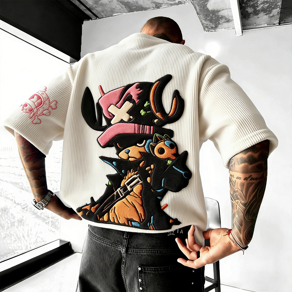 ONE PIECE Unisex Anime Inspired Vintage Corduroy T-Shirt