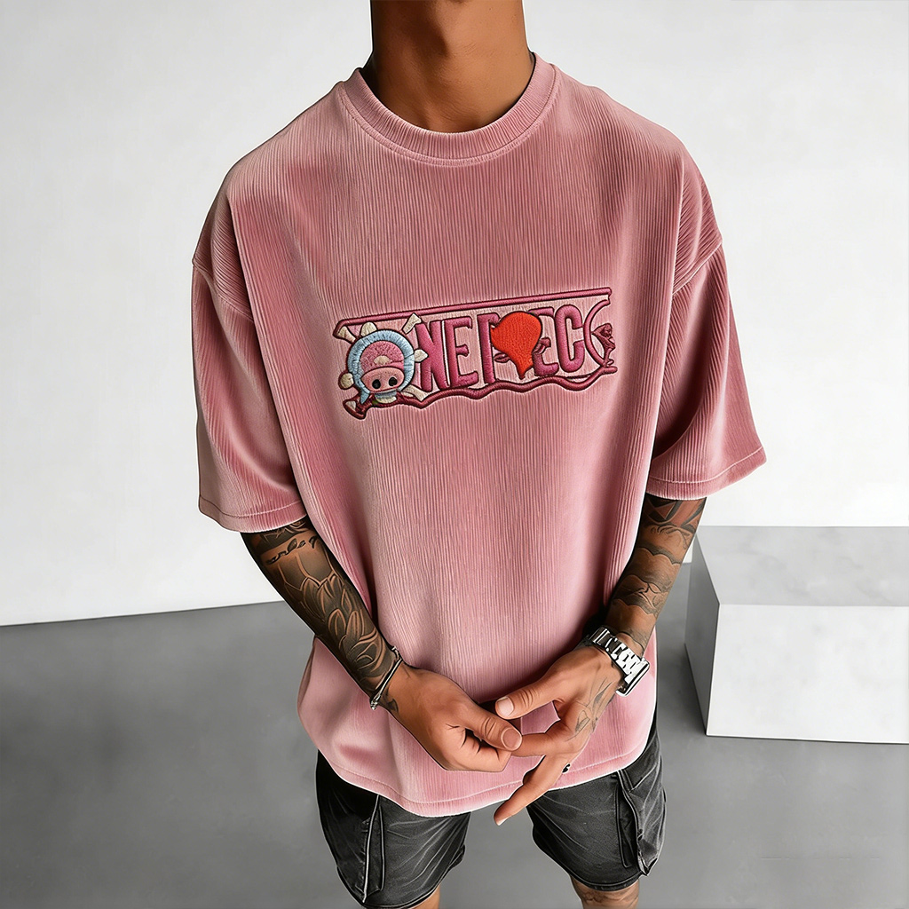 one piece Unisex Anime Inspired Vintage Corduroy T-Shirt