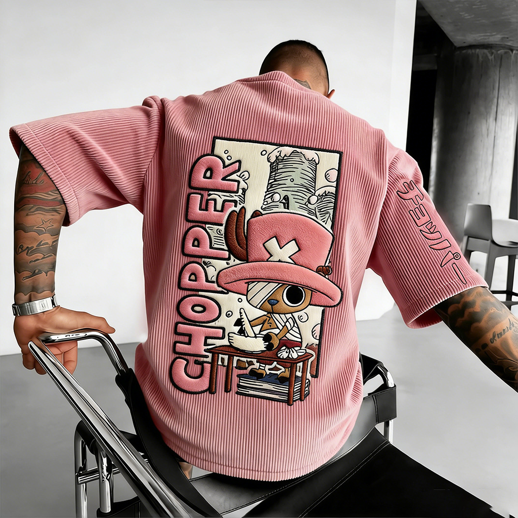 one piece Unisex Anime Inspired Vintage Corduroy T-Shirt