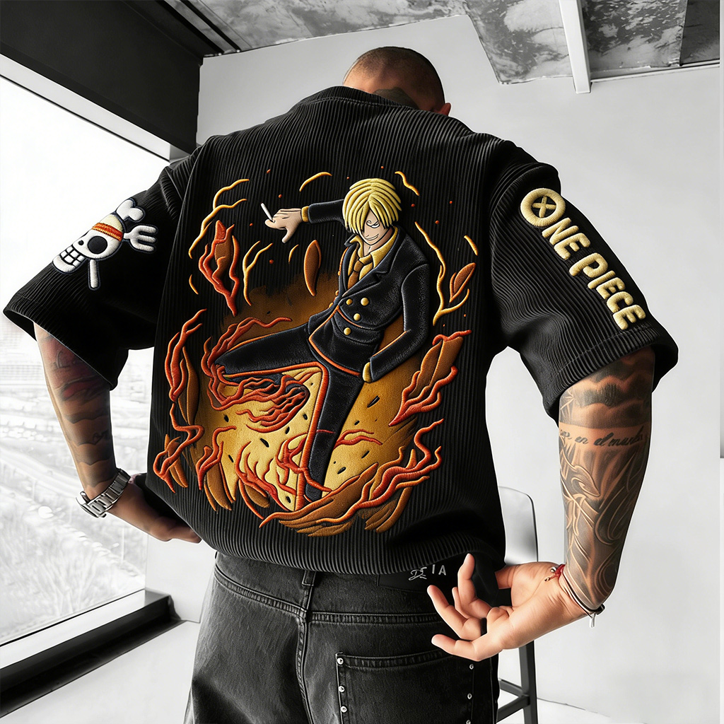 ONE PIECE Unisex Anime Inspired Vintage Corduroy T-Shirt