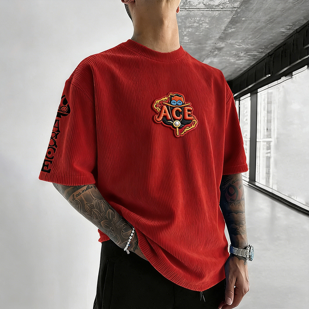 ONE PIECE Unisex Anime Inspired Vintage Corduroy T-Shirt