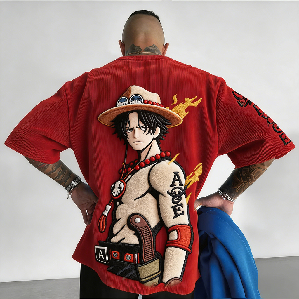 ONE PIECE Unisex Anime Inspired Vintage Corduroy T-Shirt
