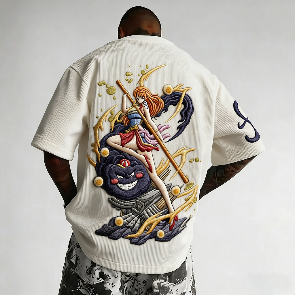 ONE PIECE Unisex Anime Inspired Vintage Corduroy T-Shirt